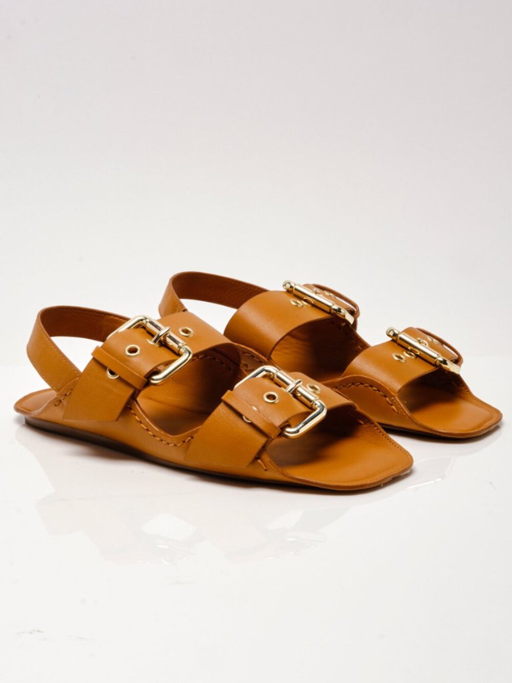 🆕 FREE PEOPLE Blossom Buckle Sandals / Luggage Leather - Picture 13 of 14